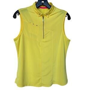 Jamie Sadock Canary Yellow Sleeveless Art to Wear Golf Polo size M-L pls read